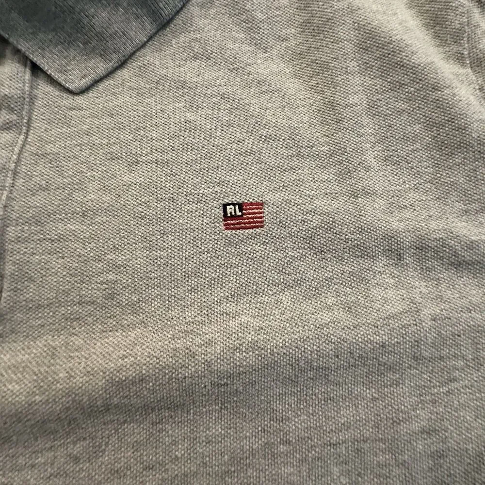 Vintage Polo Jeans Ralph Lauren Shirt Mens 2XL American Flag Logo Y2K 00s Gray